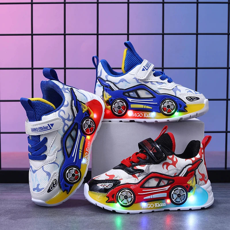 Boys’ LED Car-Shaped Light-Up Sneakers