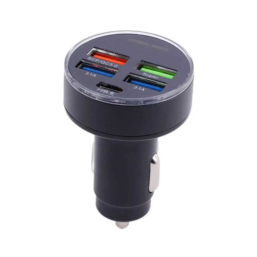 Cargador de coche 250W QC 3.0 4 puertos USB PD de carga rápida 3.1 USB C Adaptador de cargador de coche para teléfono iPhone de carga rápida