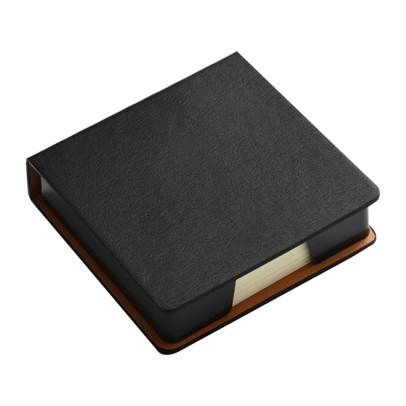 Sticky Note Box with Notepads Leather Memo Pad Dispenser Desktop Supplies for Students Office Worker
