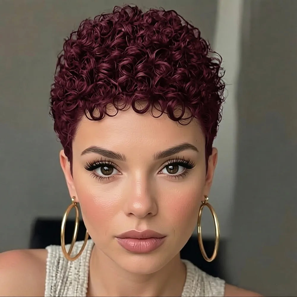 Perruque bouclée style pixie (10 cm)