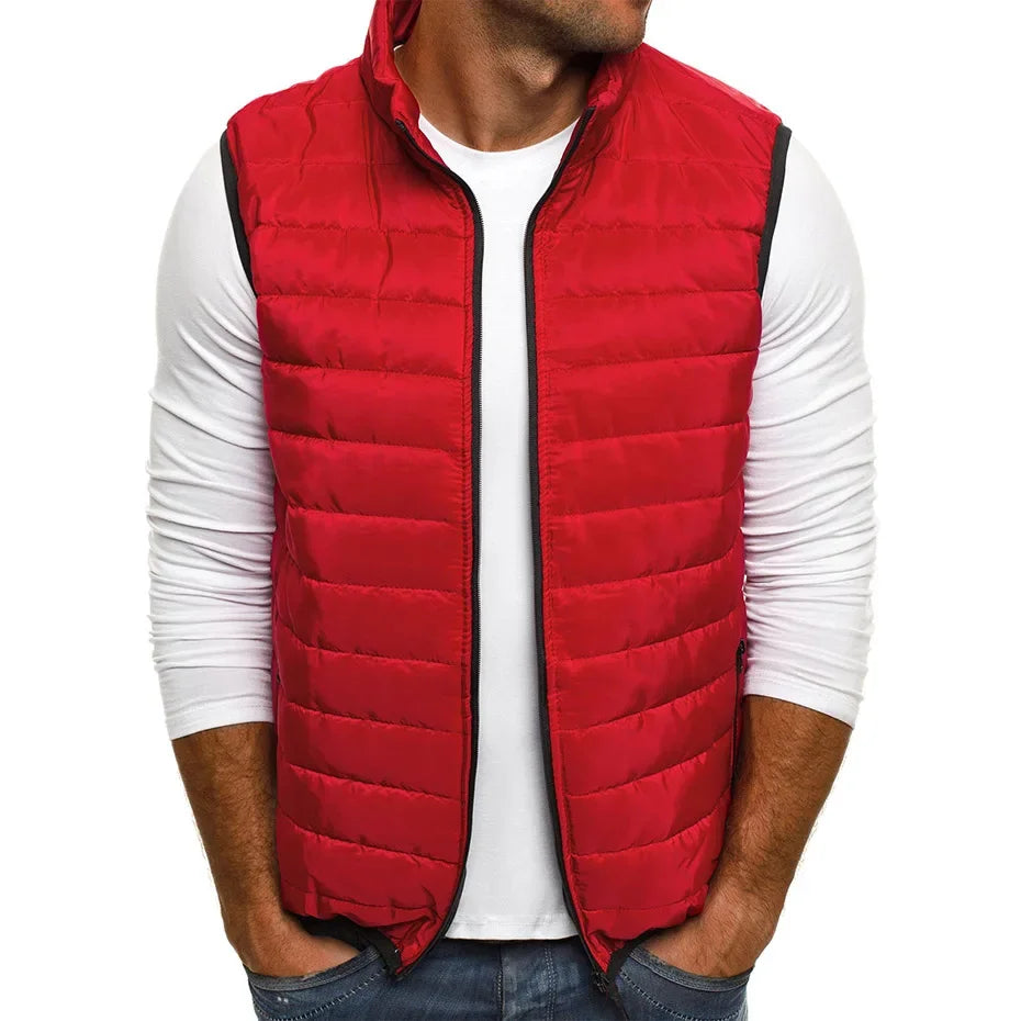 Chalecos sin mangas para hombre, moda de invierno, chalecos de algodón acolchados para hombre, abrigos, chalecos cálidos con cuello alto para hombre, ropa 5XL