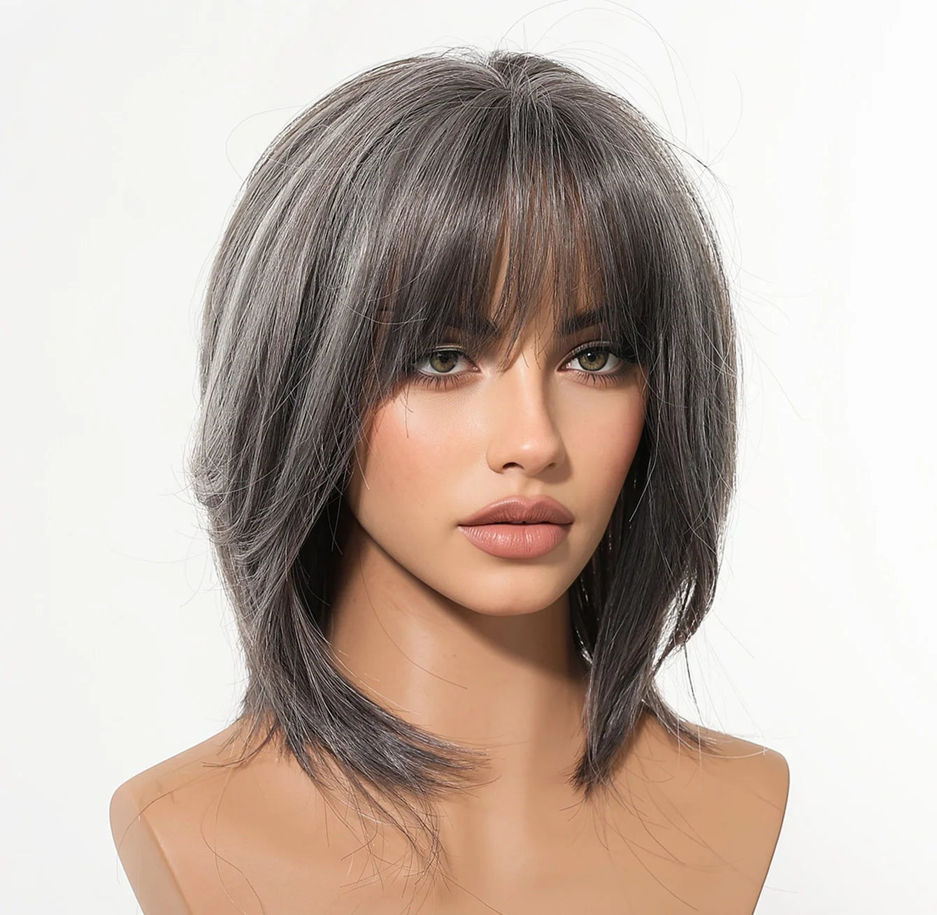 Grey Layered Bob Wig