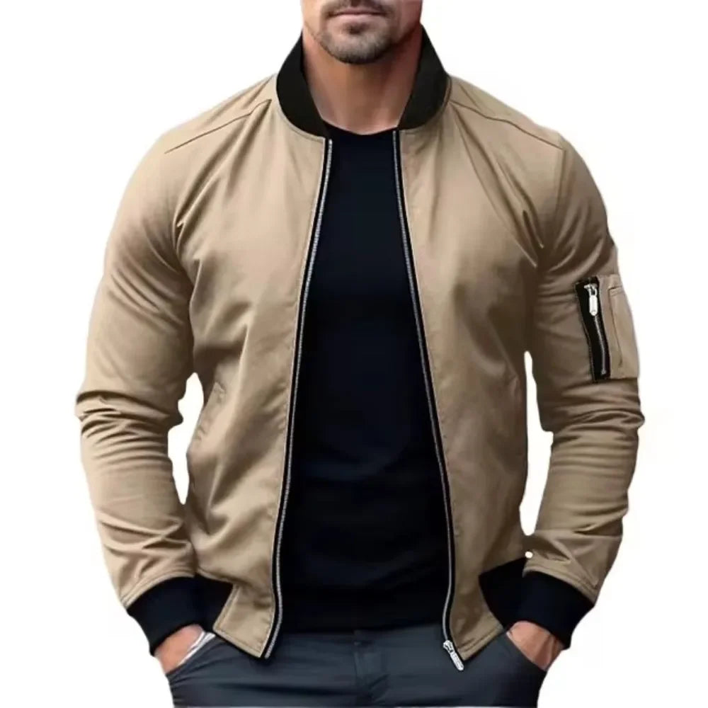 Chaqueta informal ligera para hombre, cortavientos deportivo con cremallera y bolsillos, ropa de primavera y otoño, chaquetas bomber para hombre