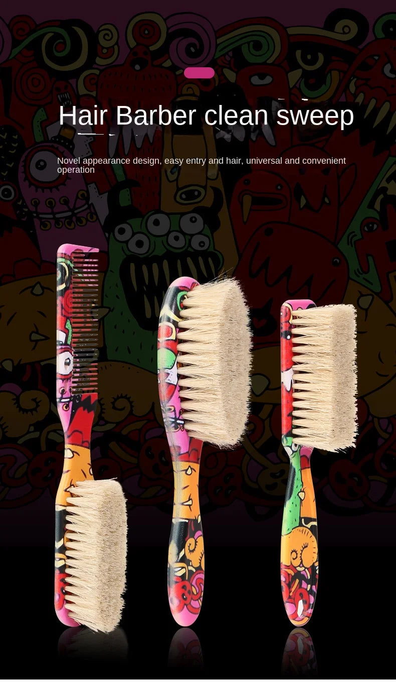 New Professional Barber Hair Cleaning Brush Men Horse Hair Bristle Beard Brush Hairdressing Neck Duster Broken Hair Remove Tools