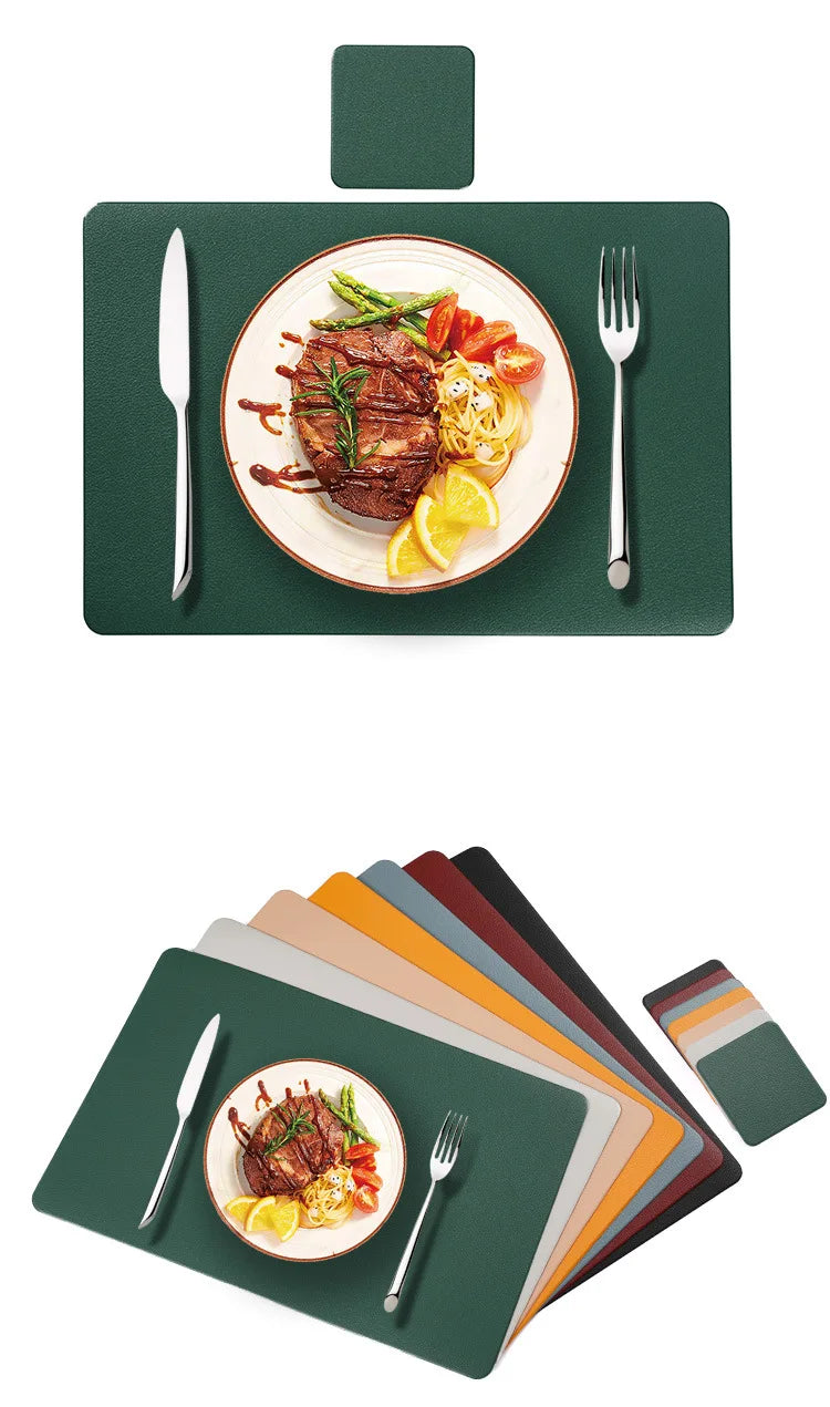 Manteles Individuales de 4 Piezas de 30x45cm, de PU, Limpiables, Impermeables, Resistentes al Calor, Antideslizantes, Fáciles de Limpiar, de Color Sólido para Cocina y Comedor