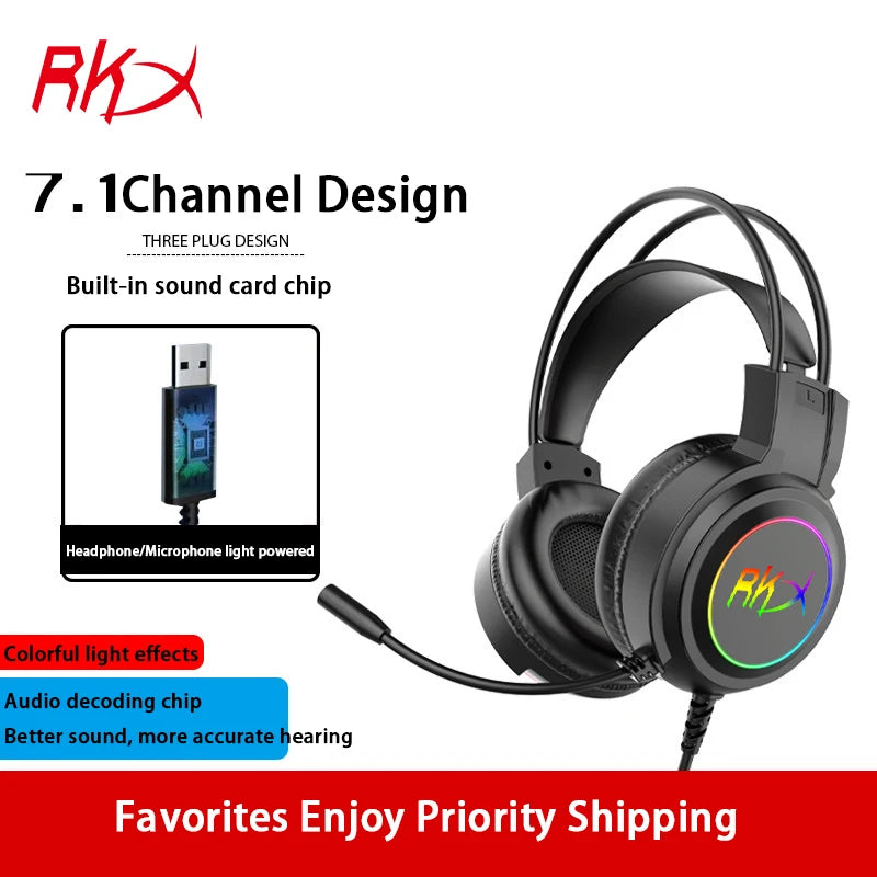 Gaming headset headset computer wired headset with microphone gaming game play listening to the sound of the USB interface