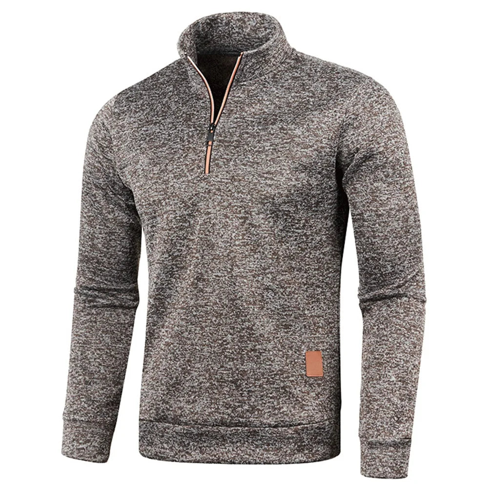 Sudadera de hombre, primavera, más gruesa, tipo pulóver, con media cremallera, para hombre, sudadera con capucha, sudadera de exterior, otoño, color liso, cuello alto