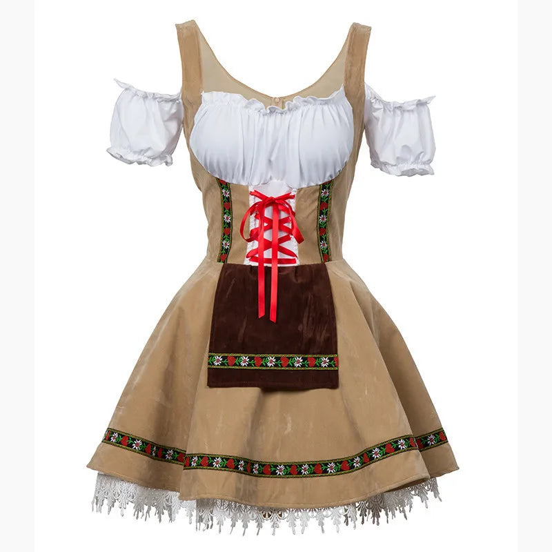 Uniforme de serveuse sexy pour l'Oktoberfest, costume de cosplay pour femme, tenue traditionnelle allemande bavaroise pour fête, déguisement d'Halloween