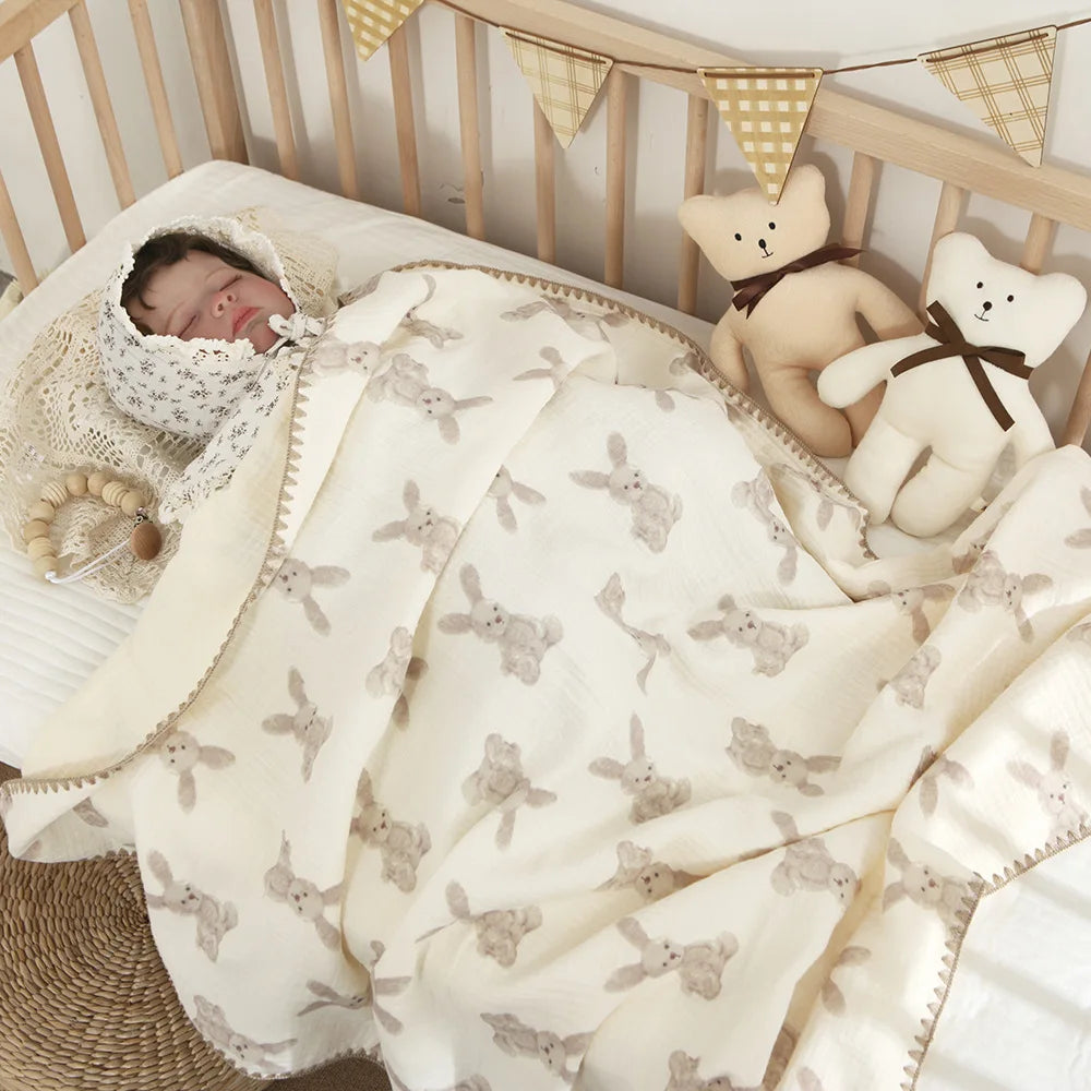 Mantas de bebé para camas, 4 capas de algodón, muselina, ropa de cama, accesorios para bebés, toalla de baño para recién nacidos, madres e hijos