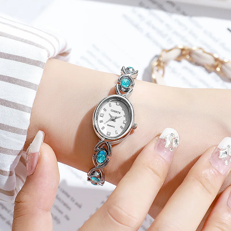 Montre-bracelet tendance à quartz minimaliste et décontractée pour femme, accessoire de luxe pour étudiante, cadran ovale, cadeau, livraison directe