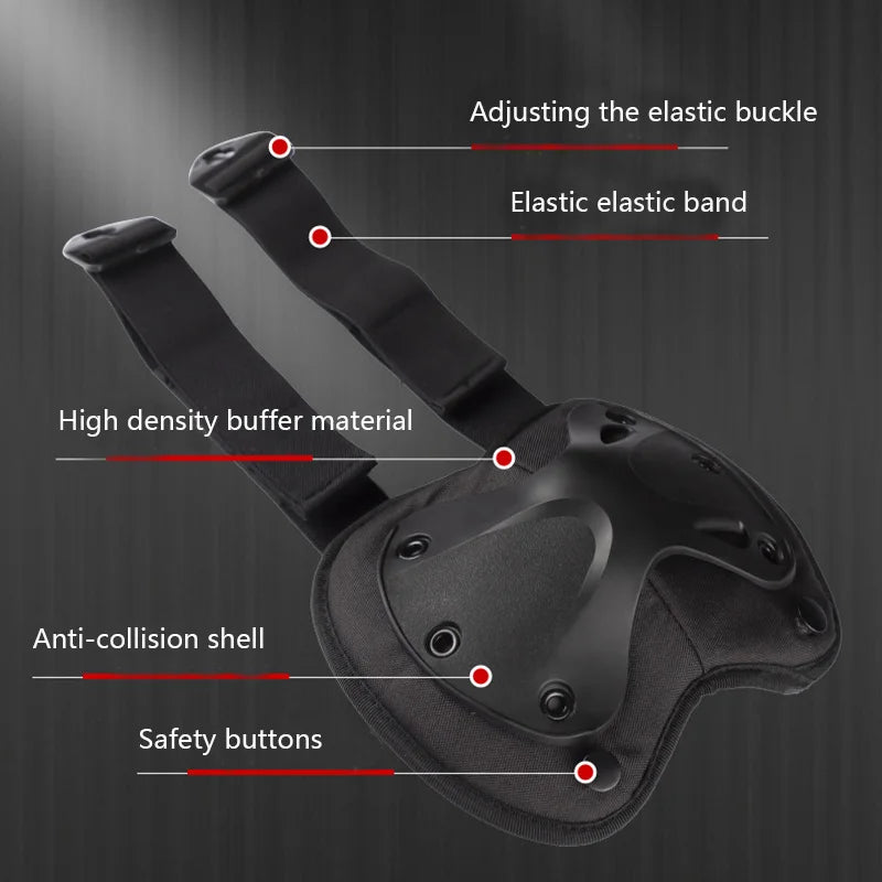 Set de 4 Protectores Tácticos Exteriores Rodilleras Coderas para Ciclismo al Aire Libre Montañismo y Senderismo Protección Deportiva