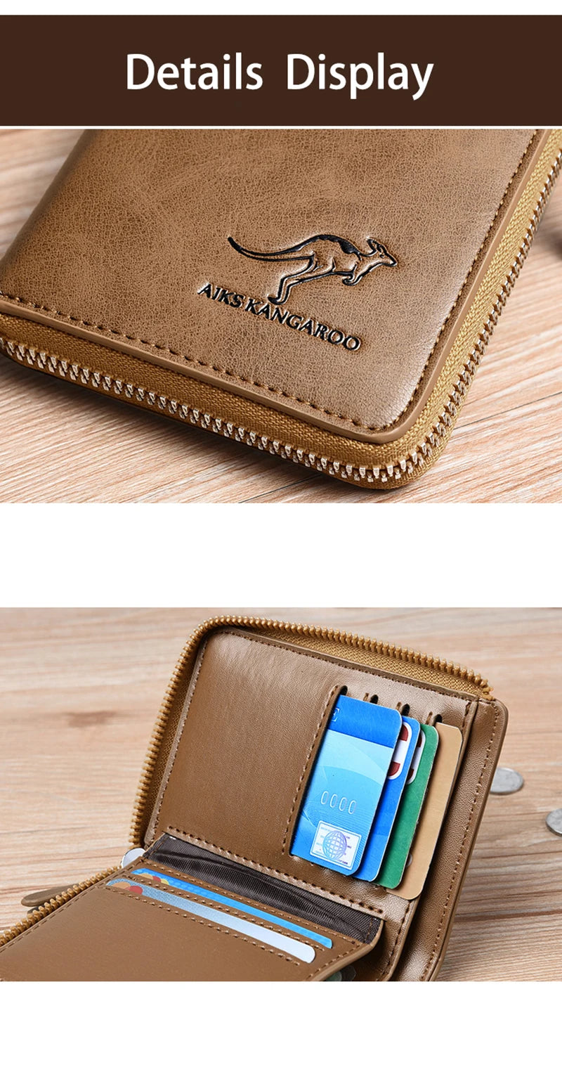 Cartera de Hombre Piel Tarjetero de Negocios Cartera con Cremallera Lujosas Carteras para Hombre Protección RFID Monederos Cartera Masculina de Lujo