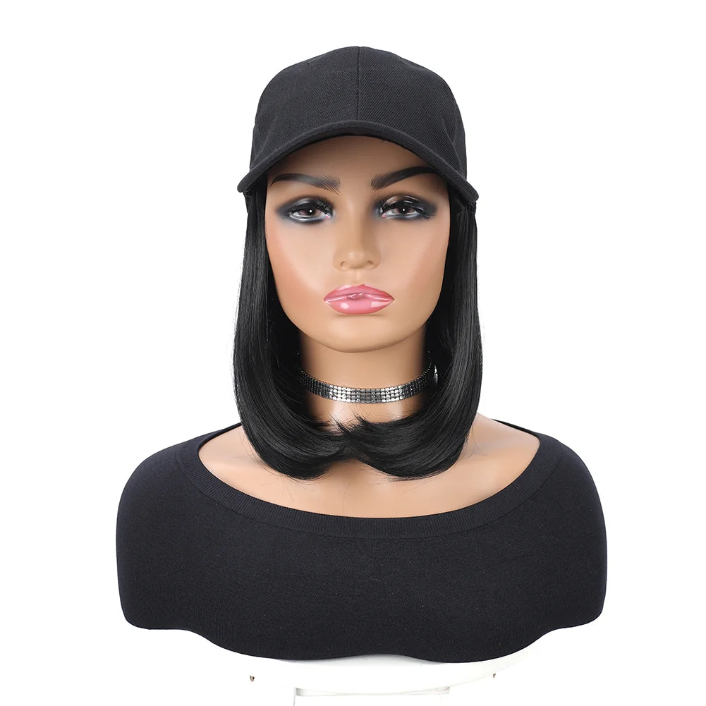 Fashion Hat Hair Extensions Ladies Wigs Hats Connected Head Cover Synthetic Peaked Cap Wig For Women