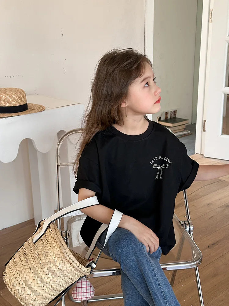 Ropa Infantil Niña Niños Camiseta de Manga Corta Ropa de Niña Verano Tops Ropa de Niños Ropa de Niño Ropa De Niña Ropa De Niño