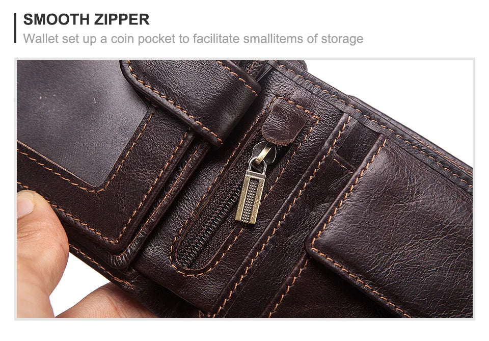 HUMERPAUL Lujosa cartera de cuero 100 % genuino para hombre, delgada, minimalista, duradera, con monedero, bolsillo para monedas, bloqueo de tarjetas de crédito.