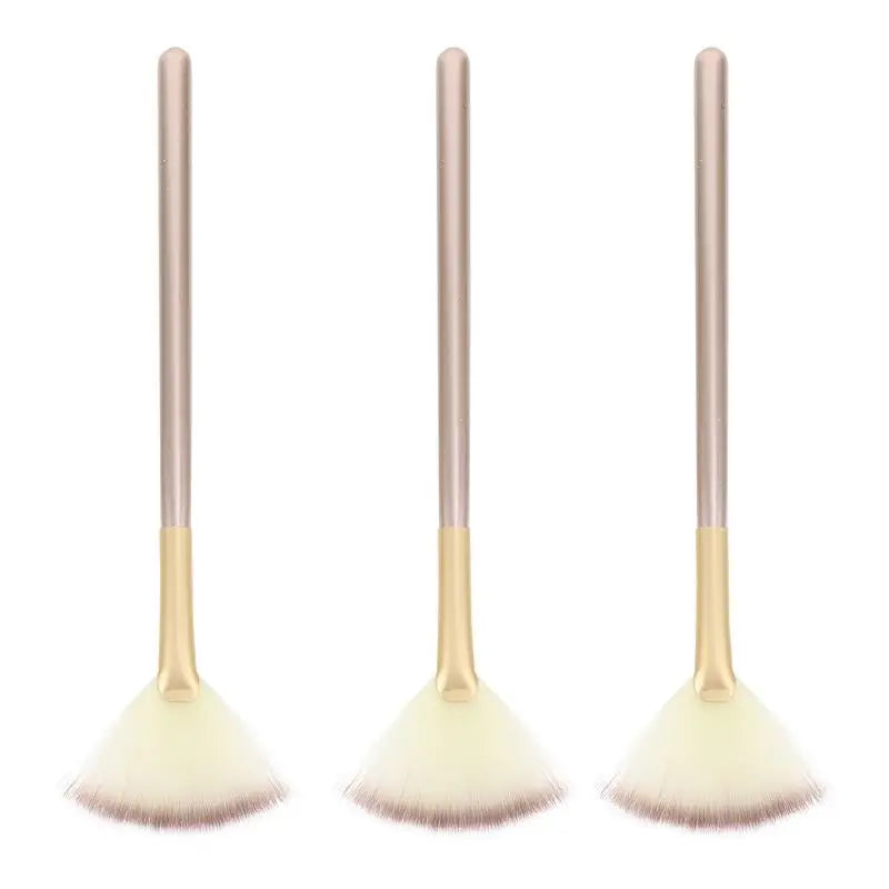3Pcs Makeup Brushes Kit Fan Shaped Brush Highlight Brush Blush Brush Cosmetics Brushes Beauty Tools Synthetic Fiber Durable