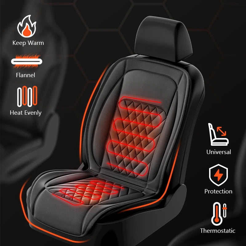 30' Fast Heating 12-24v Heated Car Seat Cover Universal Car Seat Heater Winter Car Heating Cushion Back Warmer Heating Pads
