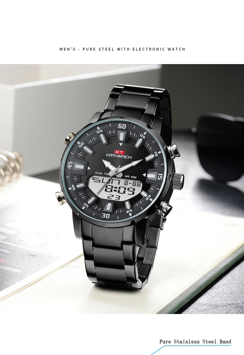 Reloj de pulsera KAT-WACH para hombre, de cuarzo, de lujo, de alta calidad, original, digital, resistente al agua, 2024