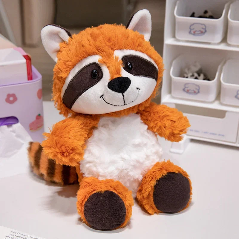 Animales de peluche Kawaii, mapache de peluche, zorro encantador, lindo perezoso suave, almohada para niñas, niños, bebés, regalo de cumpleaños