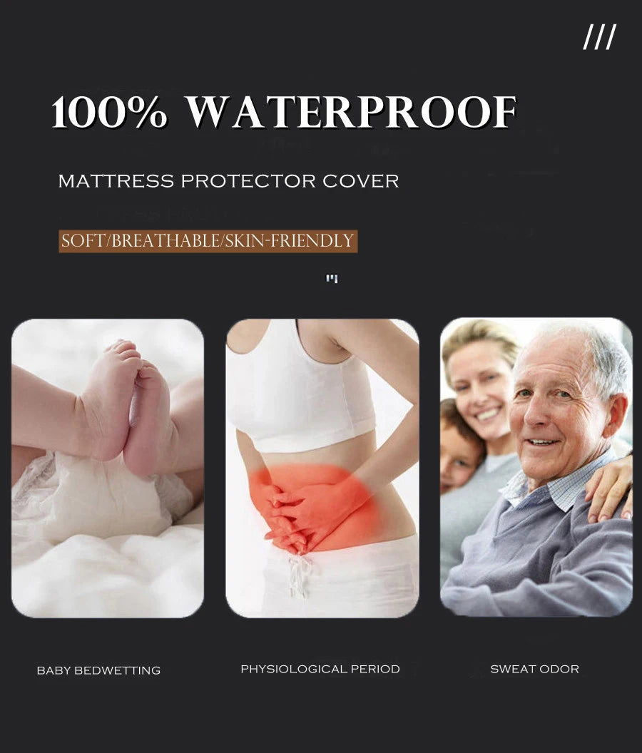 WOSTAR Waterproof mattress protector cover 150x190 single double queen king size elastic fitted sheet style bed protection pad