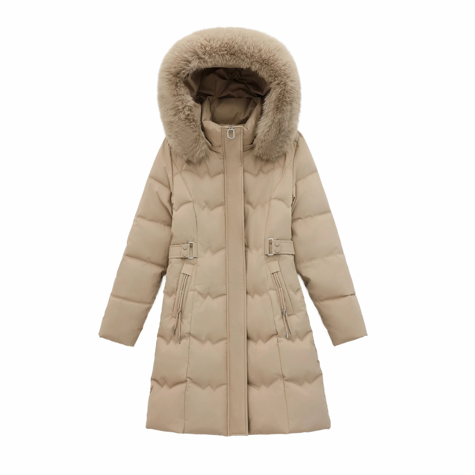 Parkas con Capucha Abrigos Mujer Chaquetas de Largo Medio Liso Cremallera Bolsillo Cintura Ajustada Cordón Manga Larga Gruesa Informal Invierno 2025