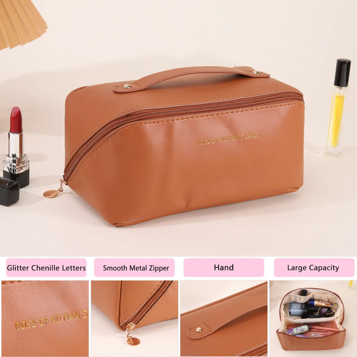Neceser de Maquillaje para Mujer, Estuche de Maquillaje, Bolsa de Almacenamiento, Caja de Lujo para Mujer, Bolsa Organizadora de Cosméticos con Cremallera para Viajes, Regalo de Navidad