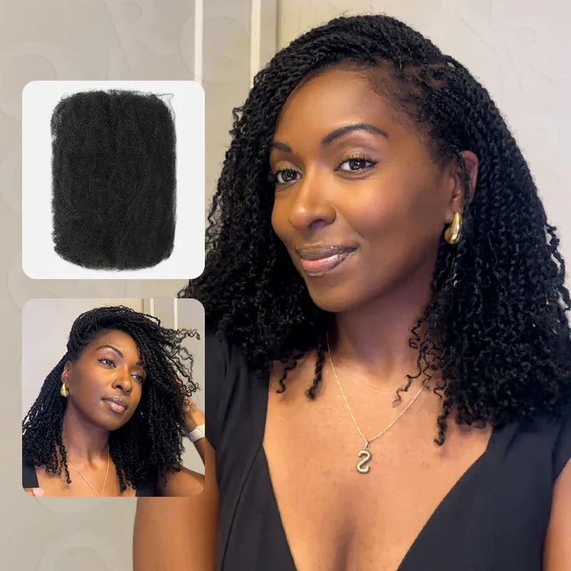 Cabello humano Afro Kinky asequible a granel para rastas Calidad Kinkys Cabello para reparación de rastas, trenzas retorcidas a granel para extensiones