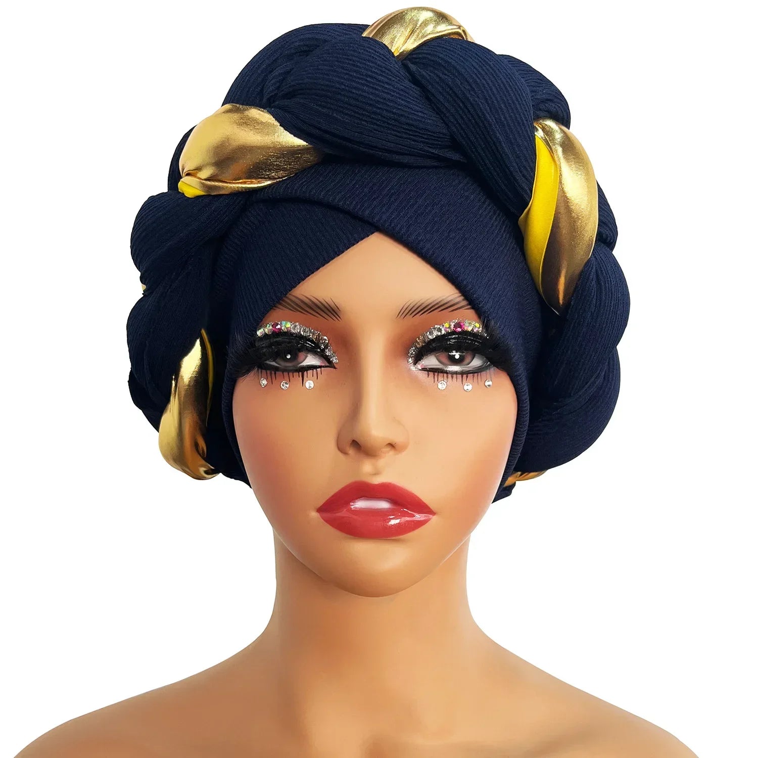 Moda Africana Turbante Africano Gorros Autogele Turbante para Mujer Envolturas de Cabeza Musulmanas Femeninas