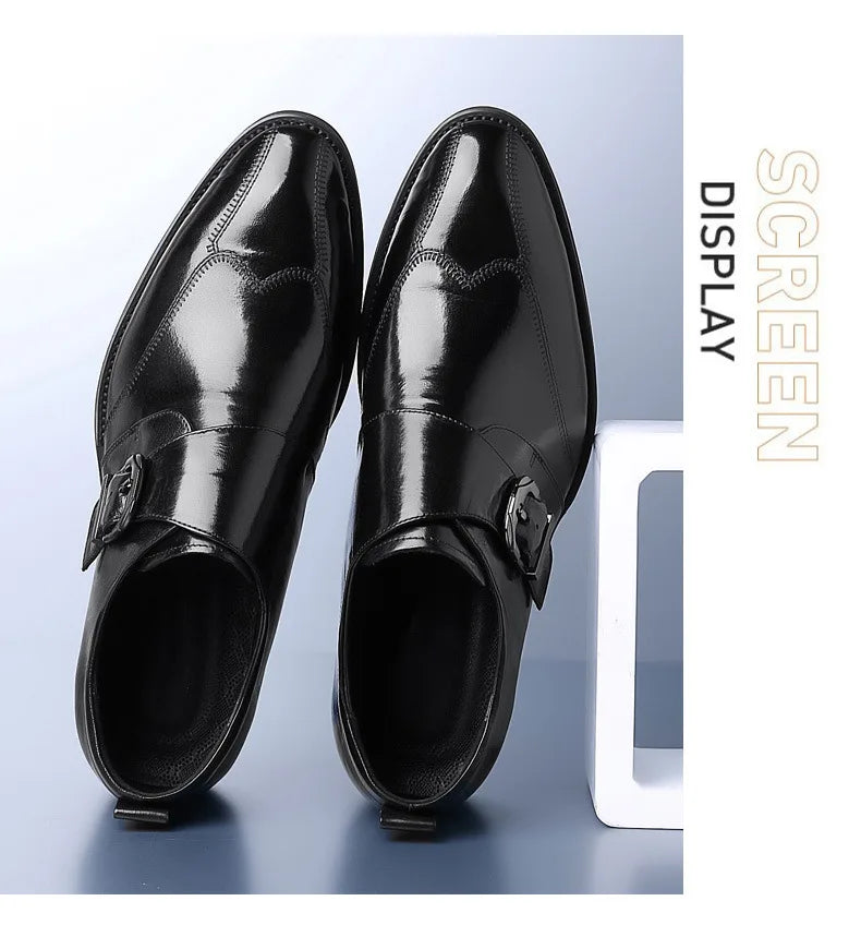 Zapatos de vestir de negocios para hombre con cierre, zapatos de cuero formales para hombre, calzado Oxford, mocasines Oxford de cuero de alta calidad para hombre