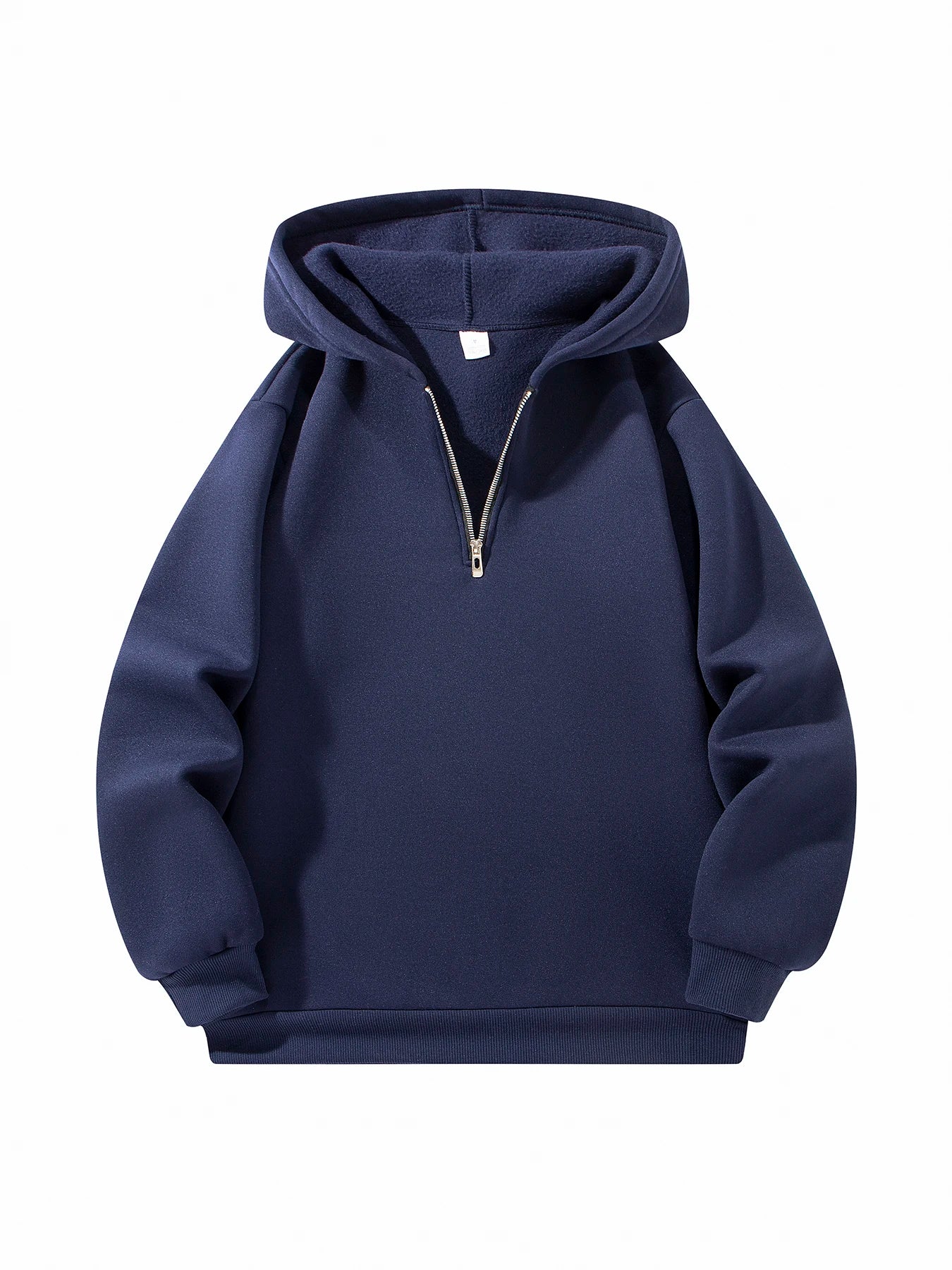 Sudadera casual para hombre con capucha, manga larga, cuello alto, media cremallera, jersey liso, sudadera de otoño para exteriores y ropa de calle para hombre