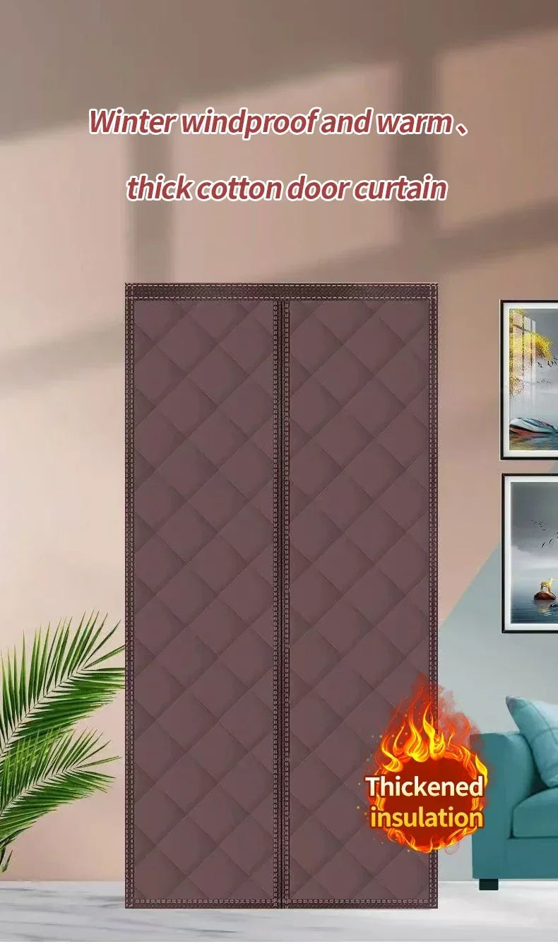 Rideau de porte isolant en coton épais et chaud pour l'hiver, à longues bandes magnétiques, isolation thermique, cloison, fournitures pour la maison