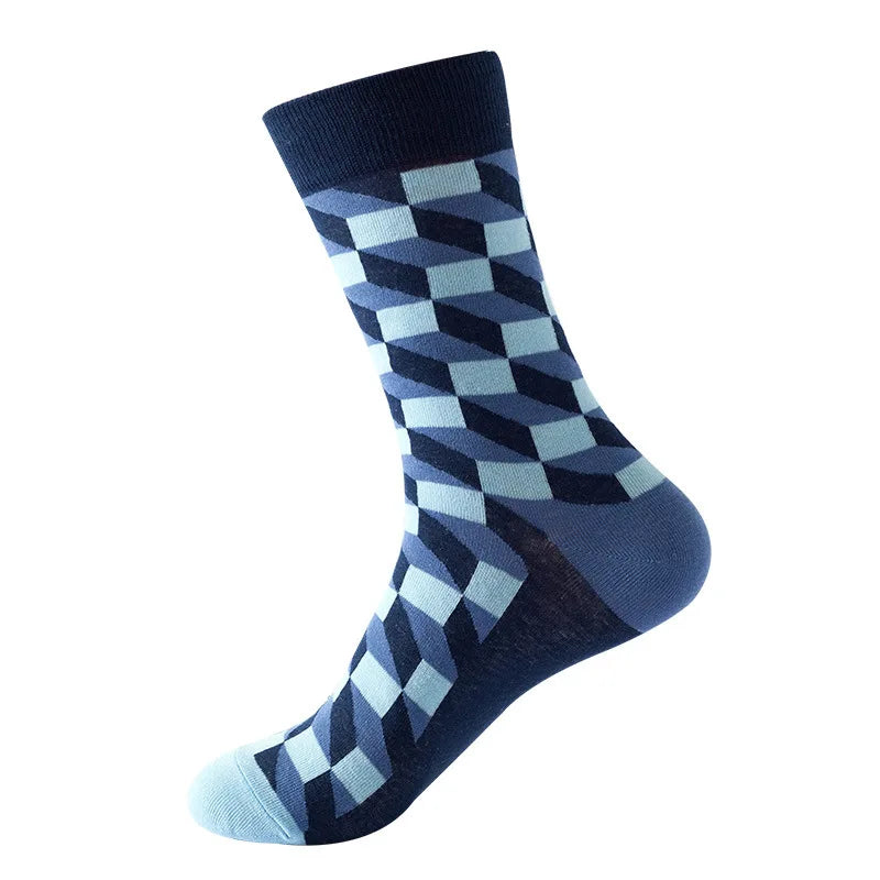 Lot de 49 chaussettes unisexes à motif de treillis, style hip-hop, streetwear, skateboard, tendance, 100 % coton