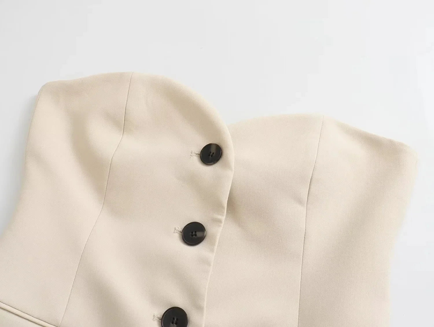 Traje de pantalón elegante sólido para mujer, tops sin tirantes sexy con botones delanteros + conjunto de pantalón con aberturas laterales, moda urbana femenina
