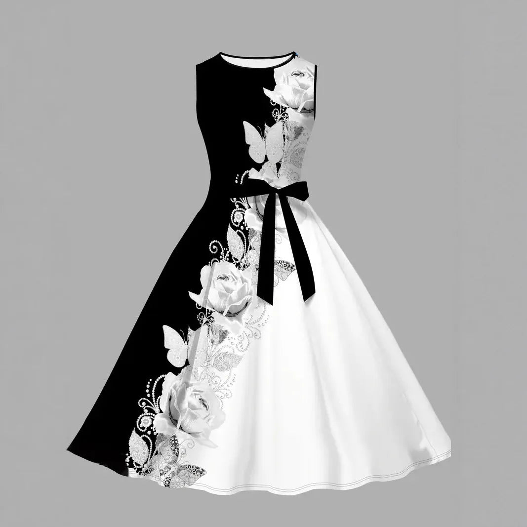 Women’s 3D Floral Print Midi Dress – Elegant, French-Inspired & Perfect for Summer