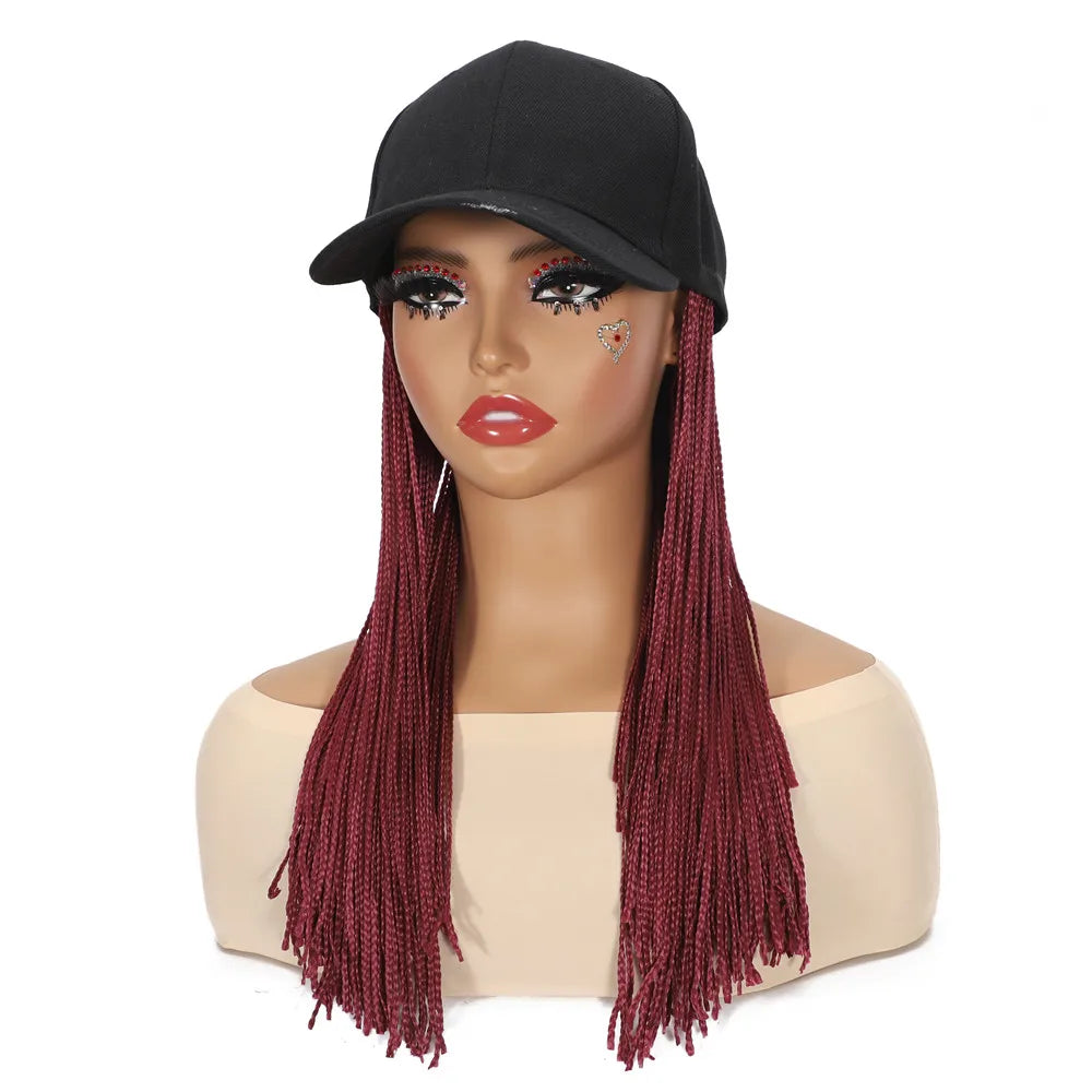 SQRDGQ Synthetic Braided Hair Hat Wigs for Woman 14inch Bug Black Blonde Braided Extensions with Baseball Cap Woman Wigs