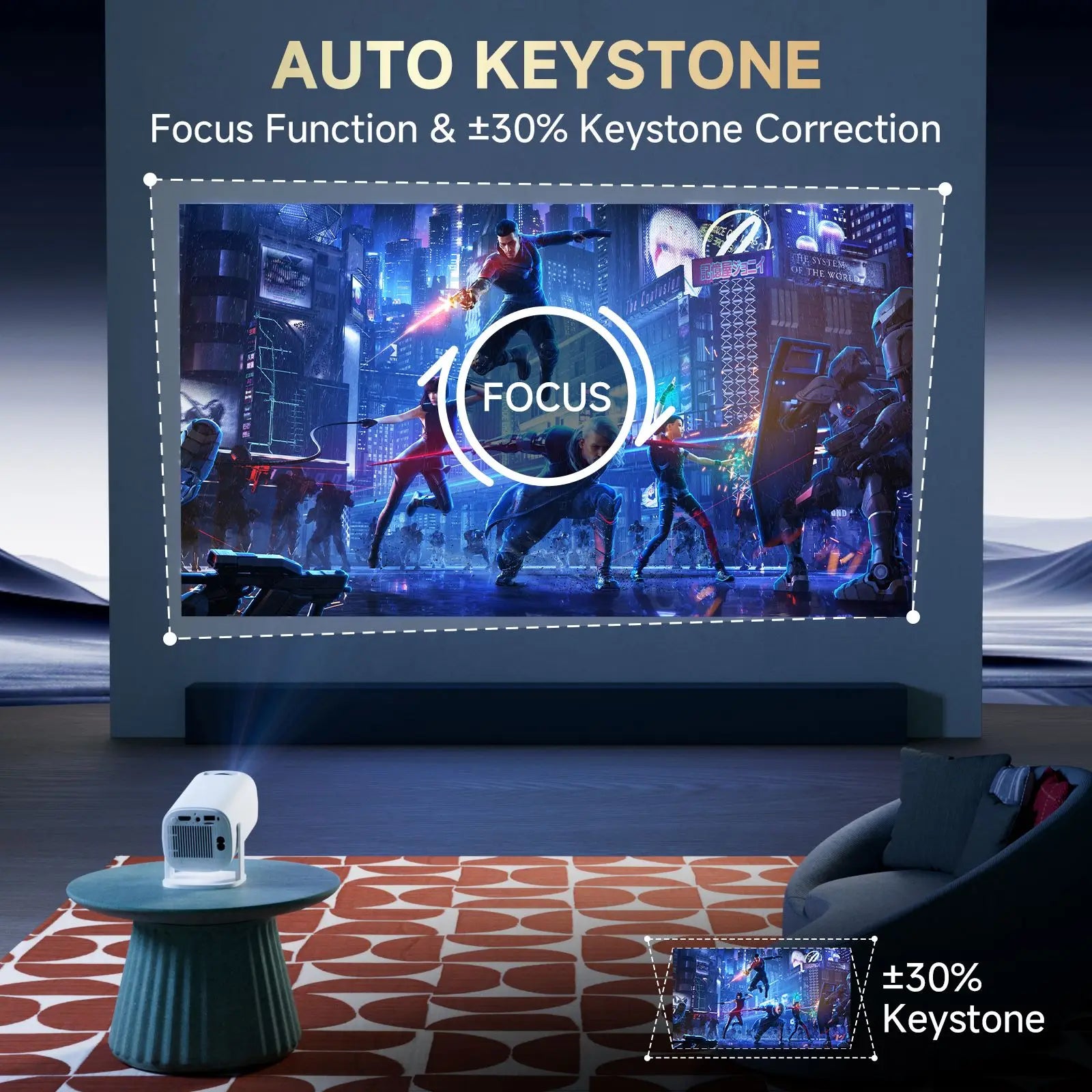 Proyector inteligente 4K Android 14 Proyector compatible con vídeo HD 1080p WiFi 6 BT5.0 Proyector portátil nativo 720p para cine en casa al aire libre