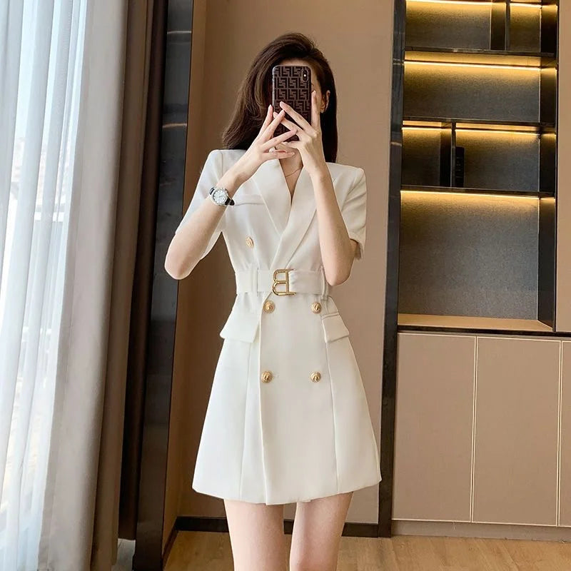 Summer New Fashion Temperament Women's Dress Small Fragrance French High-grade White Dress Summer Niche Design Suit Skirt