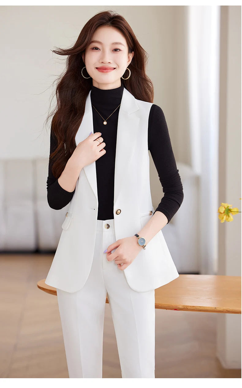 Women Pants Sets Off Shoulder Sleeveless Vest Top Female Pencil Pants Women 2 Piece Set Outfit Elegant Women's Pants Suit