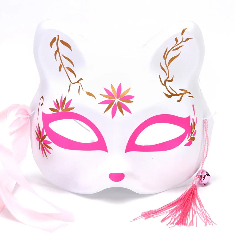 Máscara de conejo de estilo japonés, máscaras de media cara, zorros, conejo, accesorios de cosplay, máscaras de fiesta de disfraces de Halloween, máscara de anime para mujeres y hombres