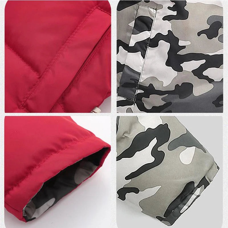 Chaquetas de plumón de invierno para niños, abrigo grueso y cálido de doble cara con capucha para niños de 2 a 10 años, ropa de abrigo infantil