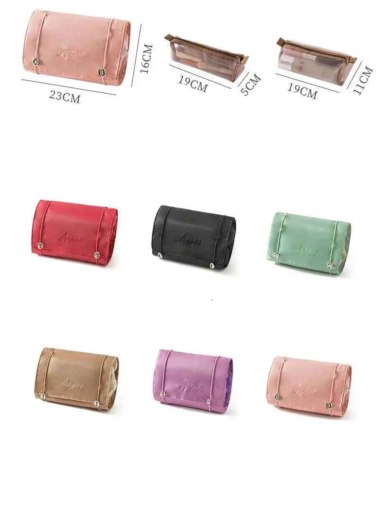 Bolsa de cosméticos desmontable de gran capacidad, 4 en 1, portátil, plegable, de viaje, para guardar cosméticos, neceser
