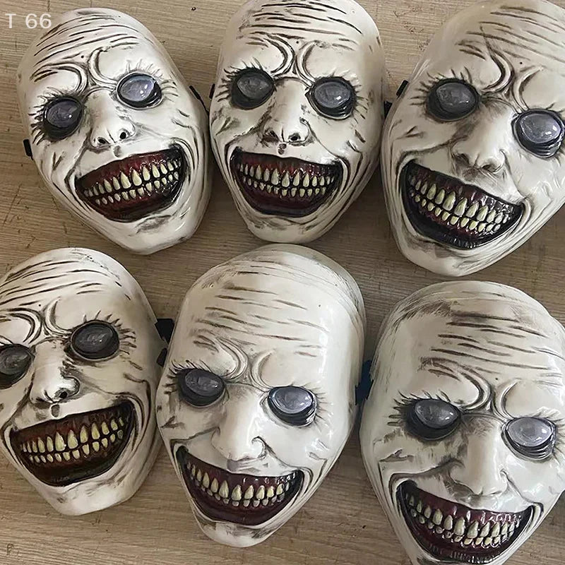 Accesorios de cosplay para fiesta de carnaval de Halloween, máscara de plástico de terror para Halloween, máscara de demonio exorcista, máscara de látex blanco exorcista