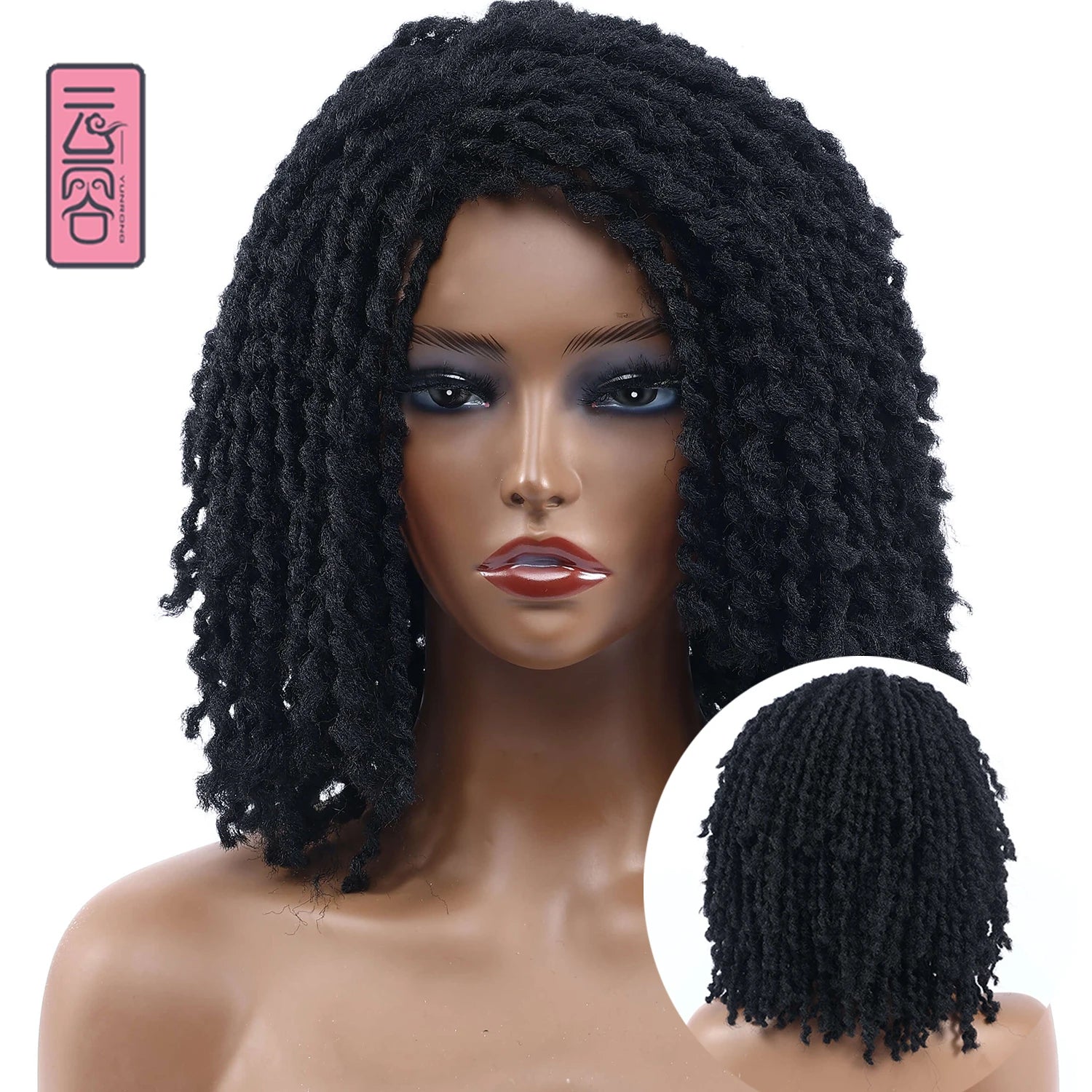 10Inches Braided Wigs Afro Bob Wig Synthetic DreadLock Wigs For Black Woman Short Curly Ends Cosplay Yun Rong Hair