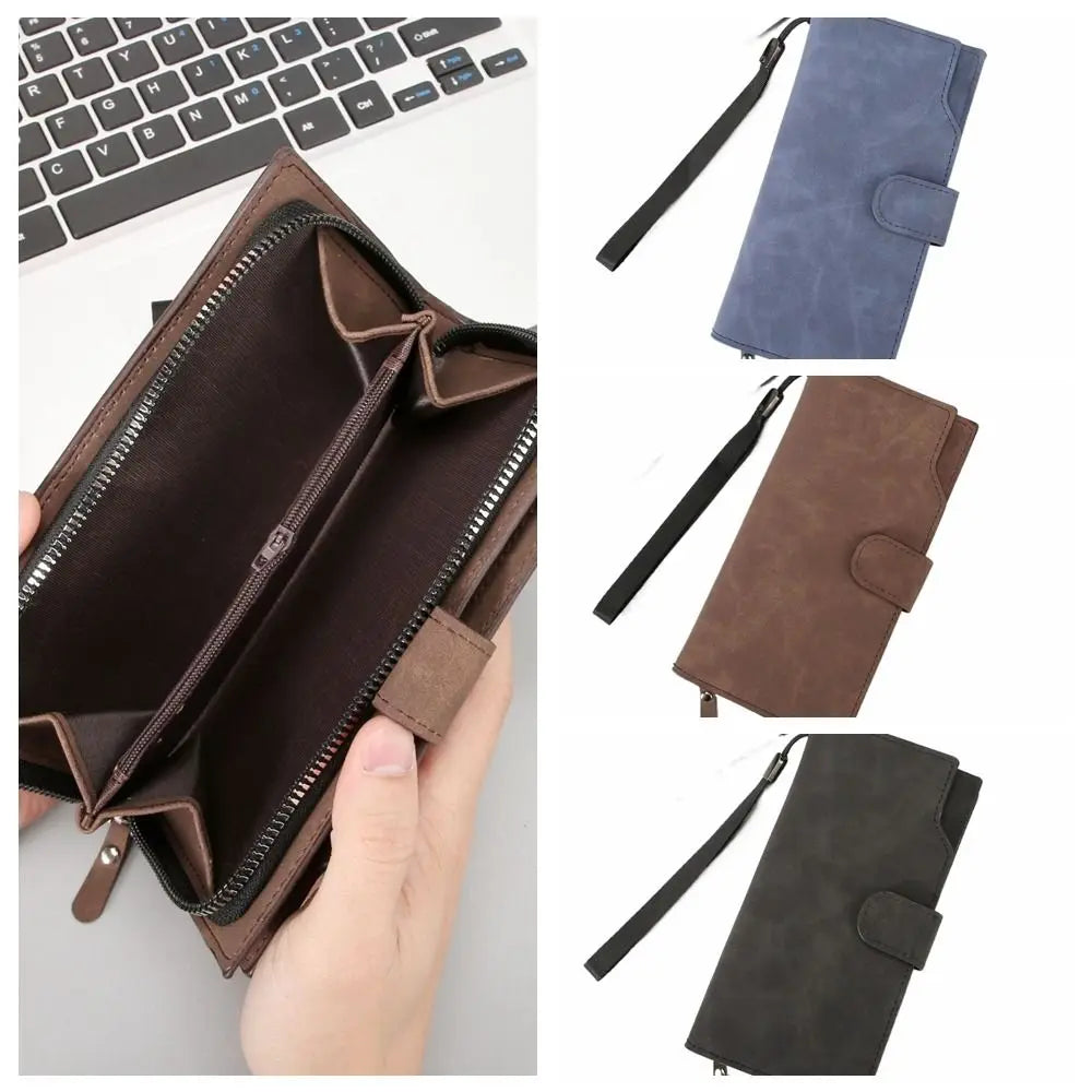 Luxury PU Men Long Wallet Hasp Coin Purse Business Wallet Phone Pocket Handbag Card Holder Daily