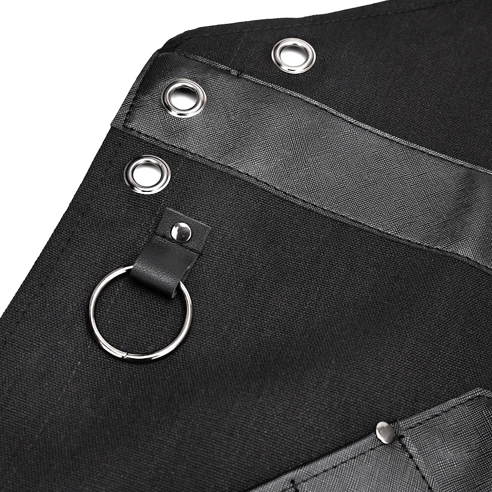 Delantales de barbero, uniforme de cocina para peluquero, delantal impermeable de tela con bolsillo para salón de barbería