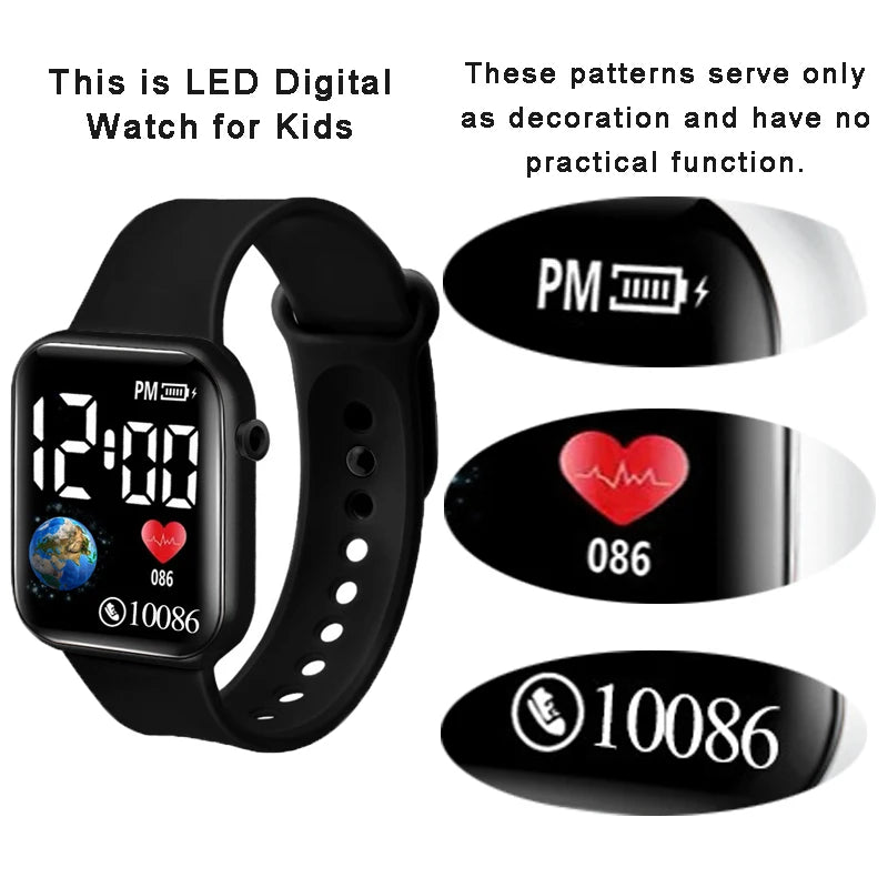 Relojes YIKAZE para niños, reloj digital LED para niños, correa de silicona, reloj electrónico de dibujos animados, reloj deportivo para niños y niñas, regalos