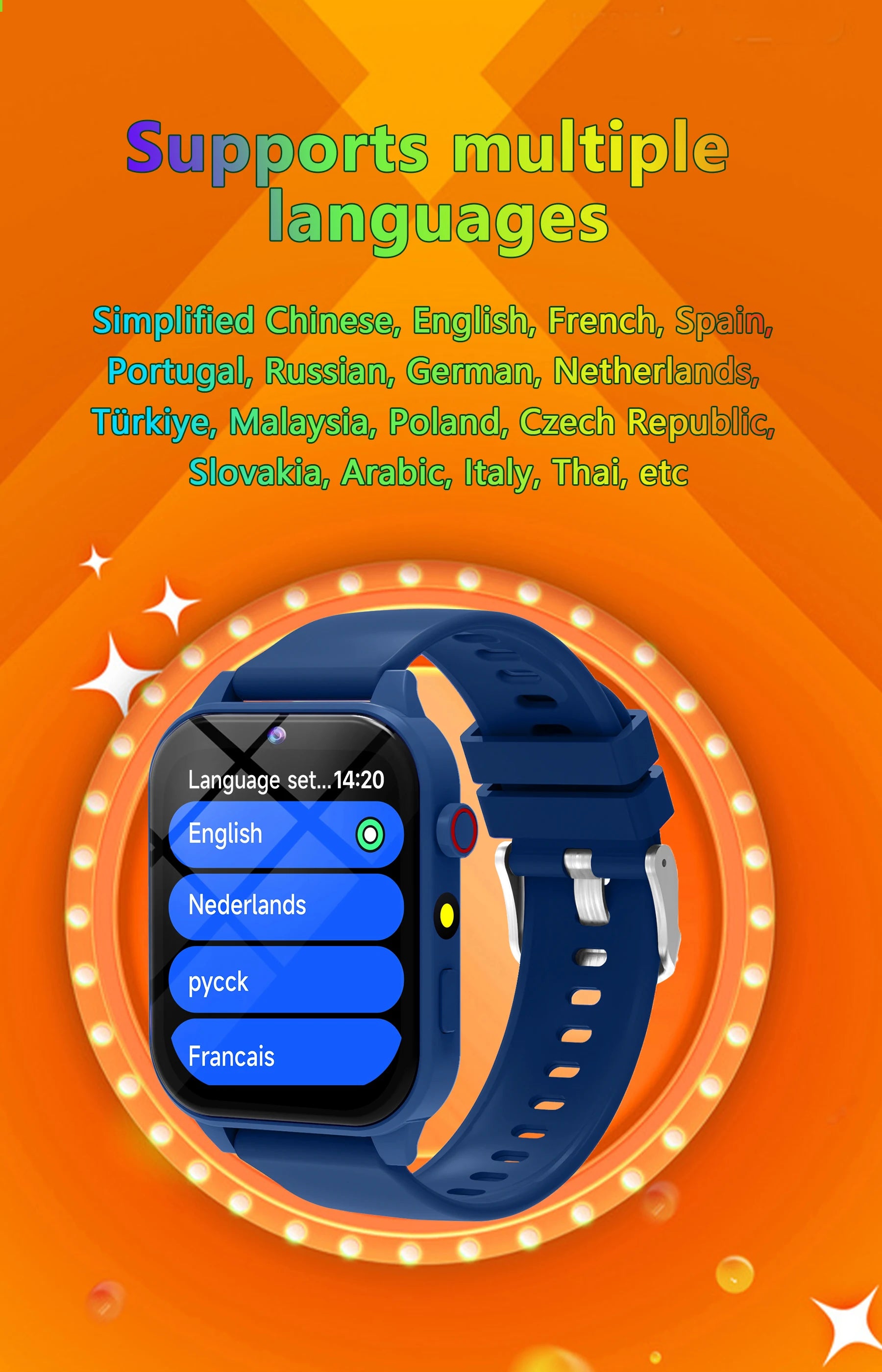 Montre connectée pour enfants, écran tactile HD, caméra, 18 jeux, surveillance du sommeil, réveil, calculatrice, cadeau d'anniversaire pour garçons et filles