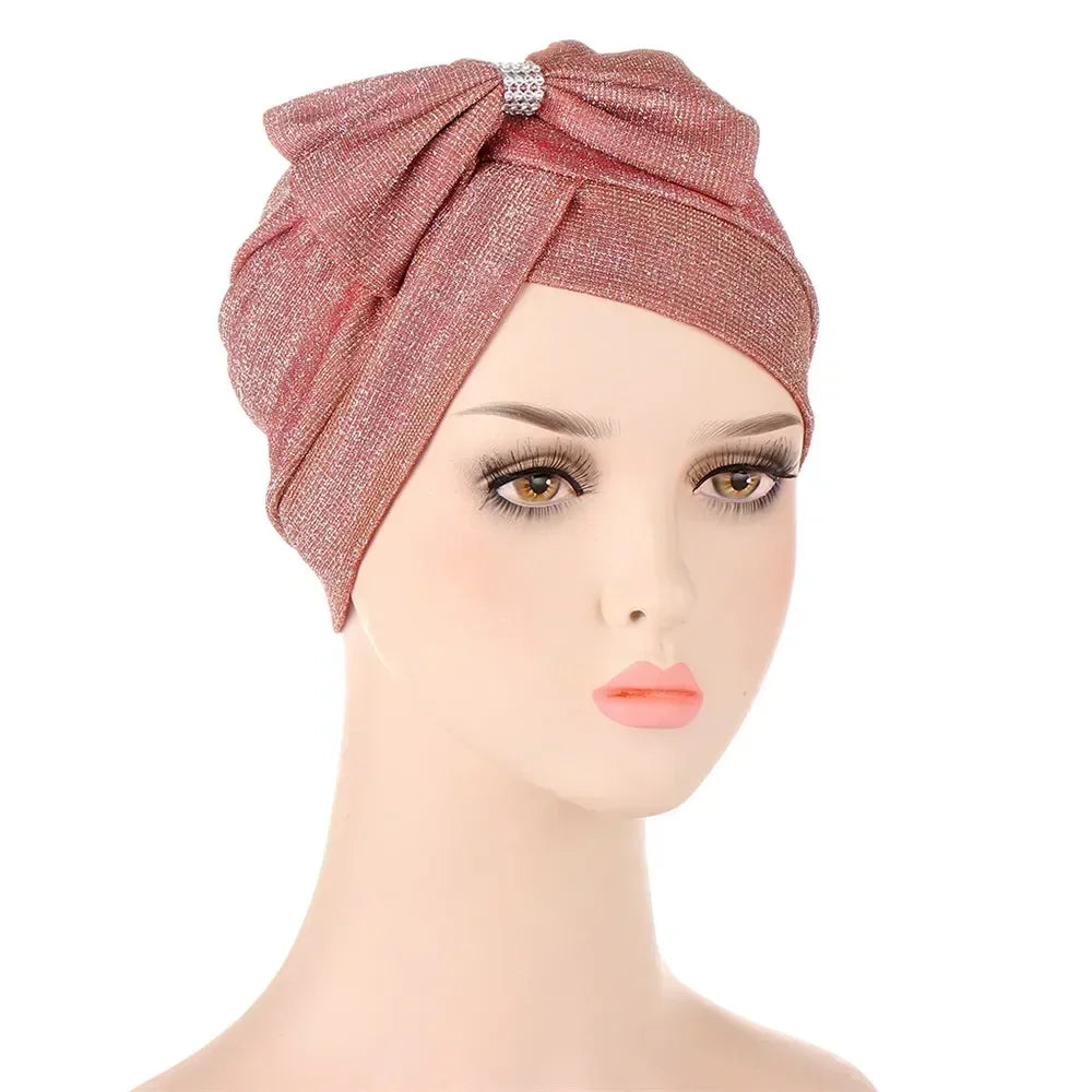 Sombrero turbante indio nuevo con nudo y lazo para mujer, hijab musulmán, pañuelo africano para la cabeza, gorro, gorro para pérdida de cabello, gorro de quimioterapia, pañuelos para la cabeza