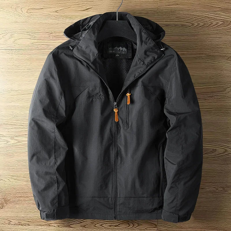 Chaquetas casuales de primavera y otoño para hombre, sección delgada, chaqueta perforada con capucha para hombre, versátil para escalada y ropa de calle