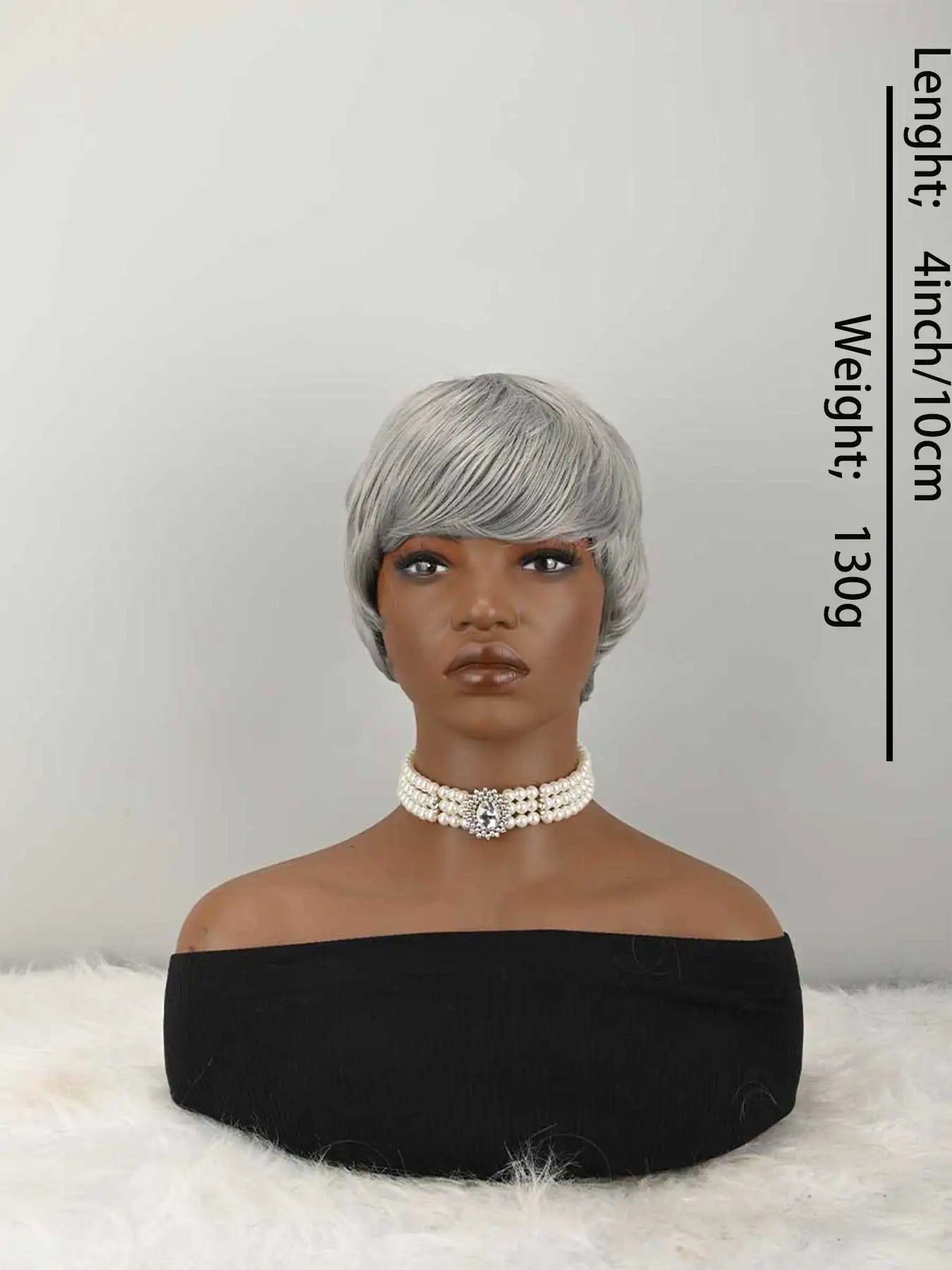 Grey Wigs for Women Short Wigs Short Curly Wigs Short Cut Hair with Bangs for Women Pixie Short Wig Synthetic Layered Wigs with Bangs Heat Resistant Fiber Wig For Daily Use